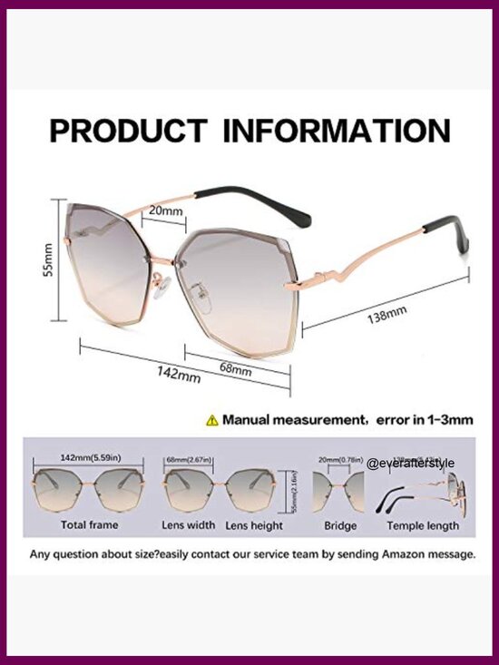 Metal Frame Hexagonal Sunglasses UV400 Protection Oversized Lens